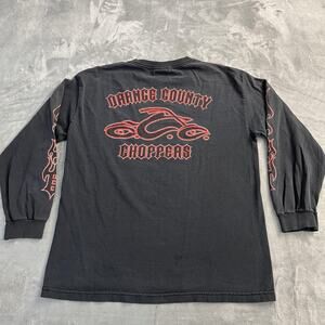 Orange County Choppers Shirt Mens Large Black Long Sleeve Flame Graphic Biker